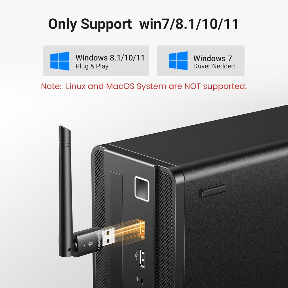 UGREEN Bluetooth Adapter for PC, Bluetooth 5.4 Long Range Dongle Receiver EDR &