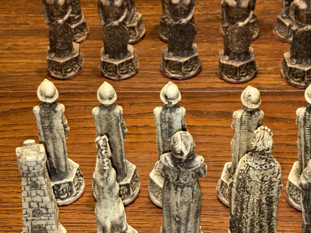 Vintage Aztec Mayan Chess Pieces .