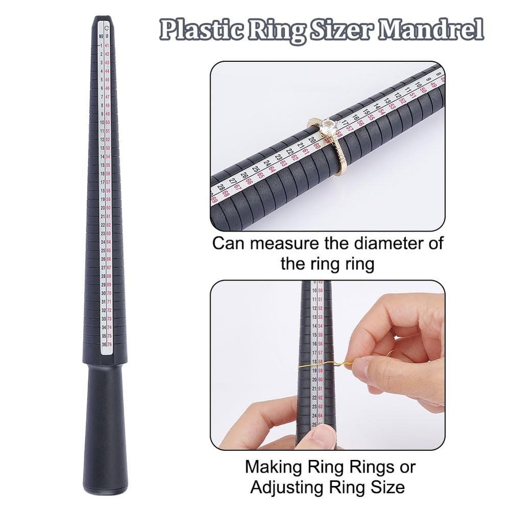 UNICRAFTALE 26.1x2.5cm Ring Sizer Measuring Tool Mandrel Black Color