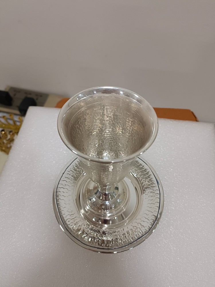 Goblet plate set | Silver plated cup tray set, Kiddush cup and plate