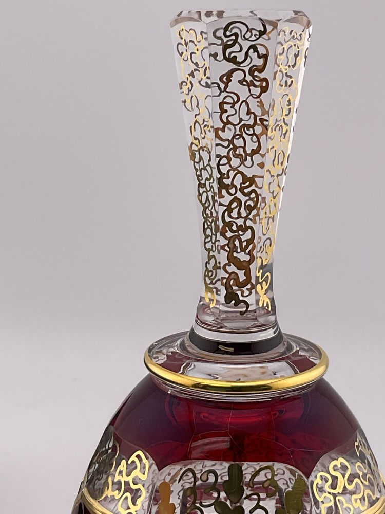 hand blown raised panel ruby stained hand engraved bell
