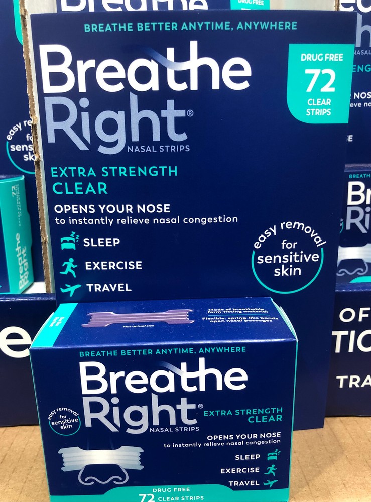 Breathe Right Extra Strength Nasal Strips - 72 Clear Strips
