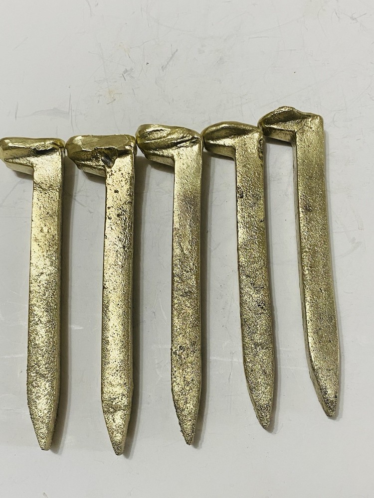 Hand Poured Solid Brass Railroad Spike Paper Weight, Decor, Art Project.