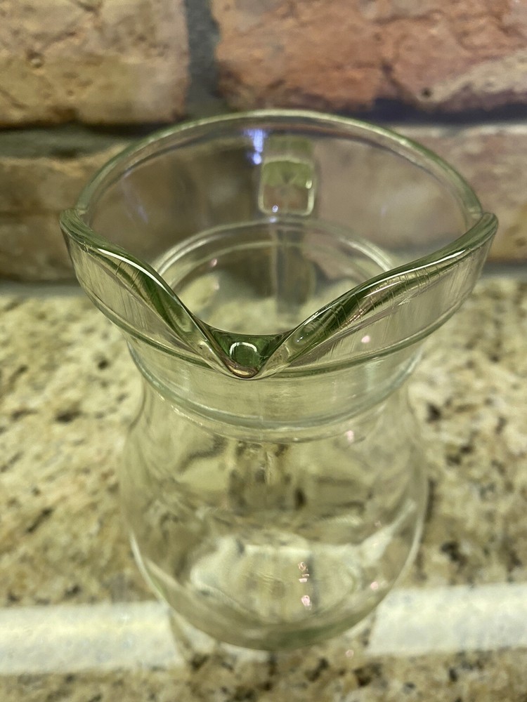 Vintage Clear Pitcher 8 1/2" Tall RETRO Style Open Handle Design