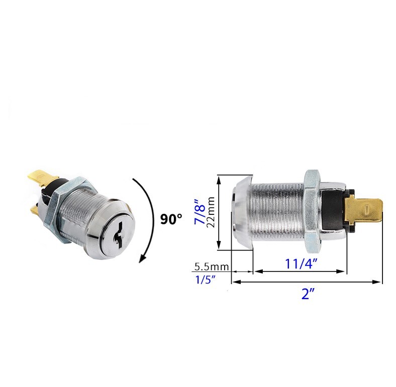 3 Momentary Switch Lock Electrical Barrel Switch Key Removable in Off Position