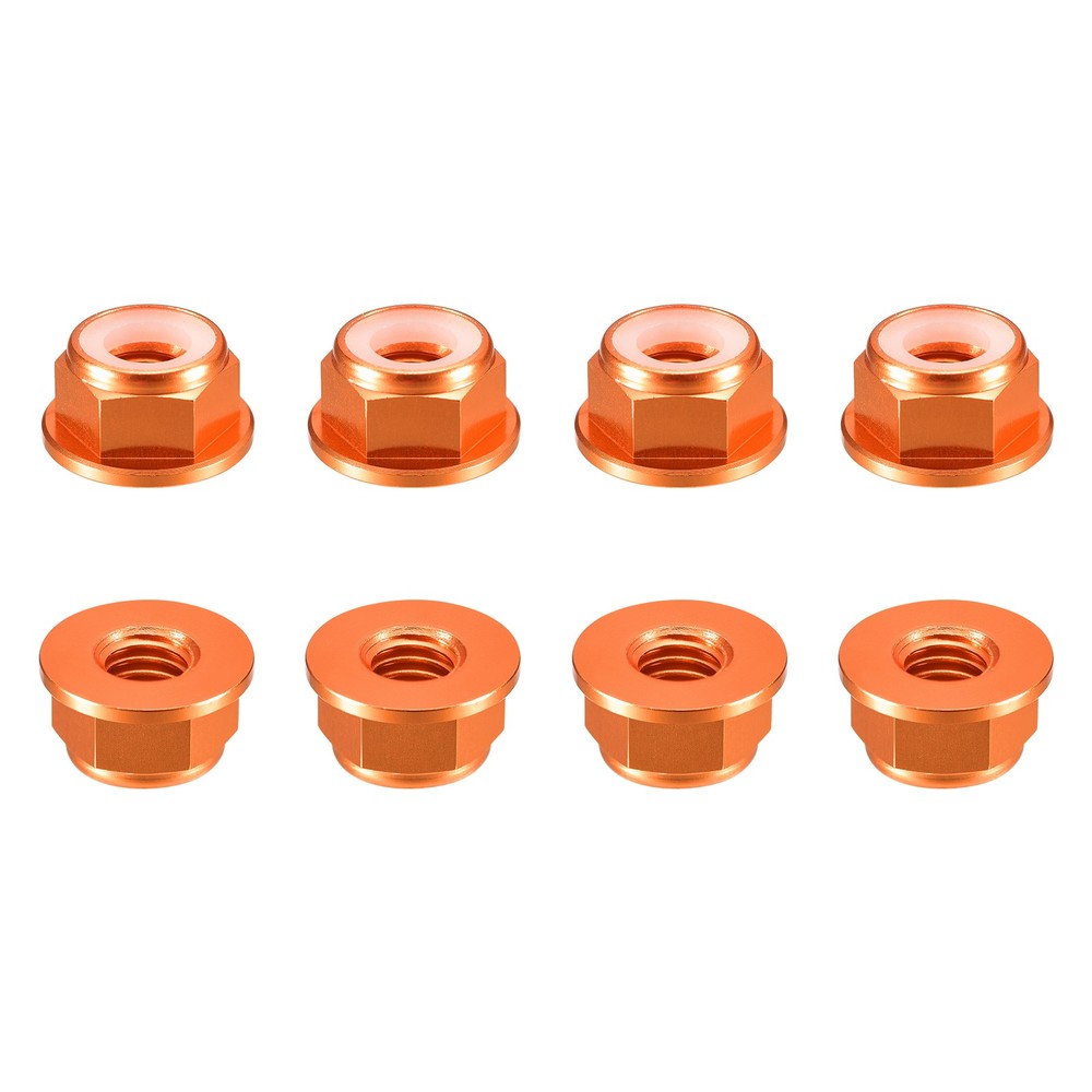 Nylon Insert Hex Lock Nuts, 8pcs - M5x0.8mm Self-Locking Nut(Orange)