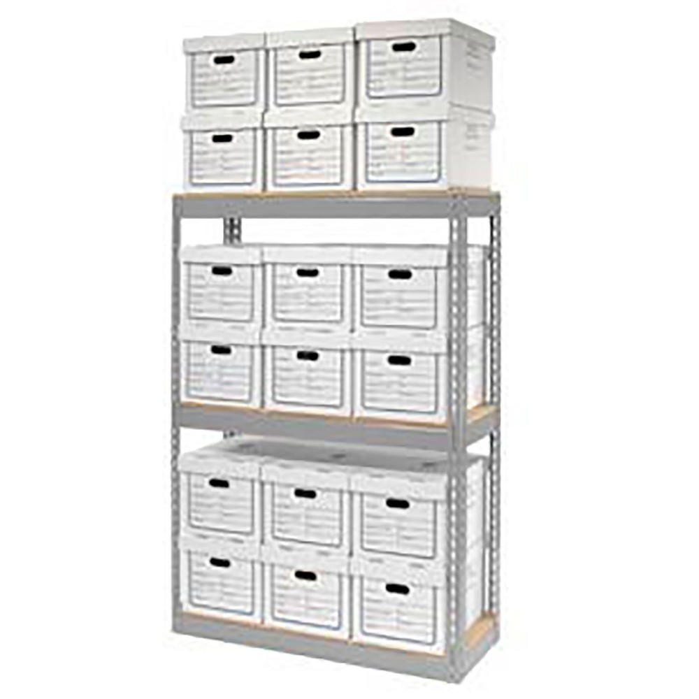 Global Industrial Record Storage Open With Boxes 42"WX15"DX60"H Gray