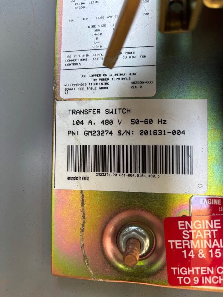 Kohler Transfer Switch Model KNT-AMTA-0070S