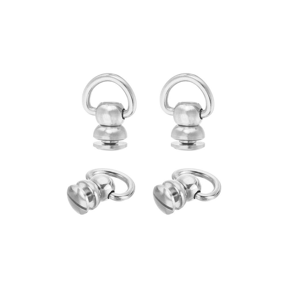 4Pcs 10mm Brass Ball Studs Rivets Small D Ring Button Ball Studs, Silver