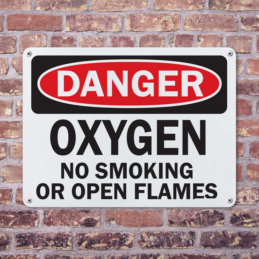 (2 Pack) Oxygen OSHA Danger Sign Decal Metal Plastic