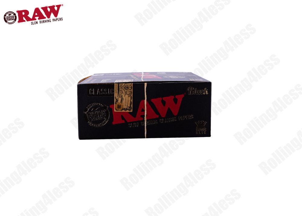 AUTHENTIC Raw Classic Black KINGSIZE SLIM Unrefined Rolling Papers 50 Packs