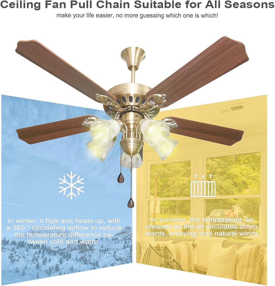 Bronze Ceiling Fan Pull Chains Set 4 Pack 12 Inch Fan and Light Icons Extensions