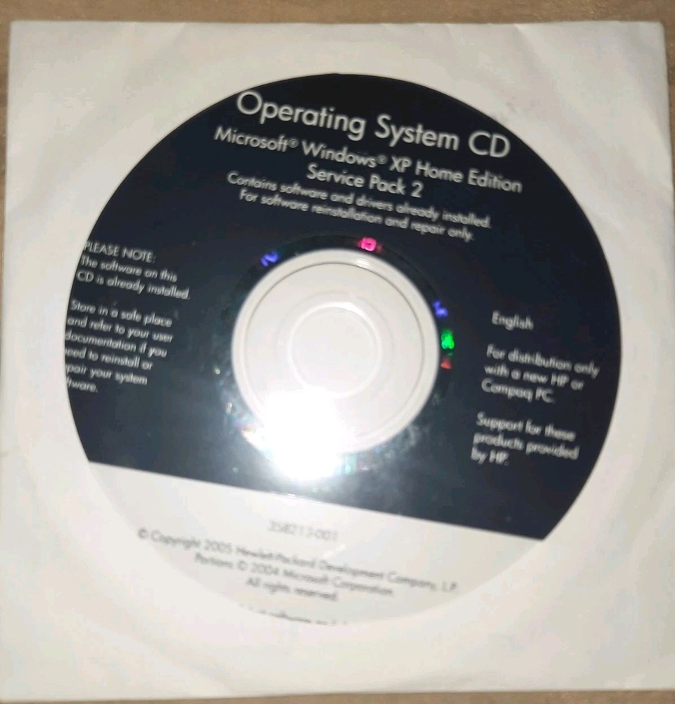 Operating System CD Microsoft® Windows® XP Home Edition Service Pack 2 SEALED