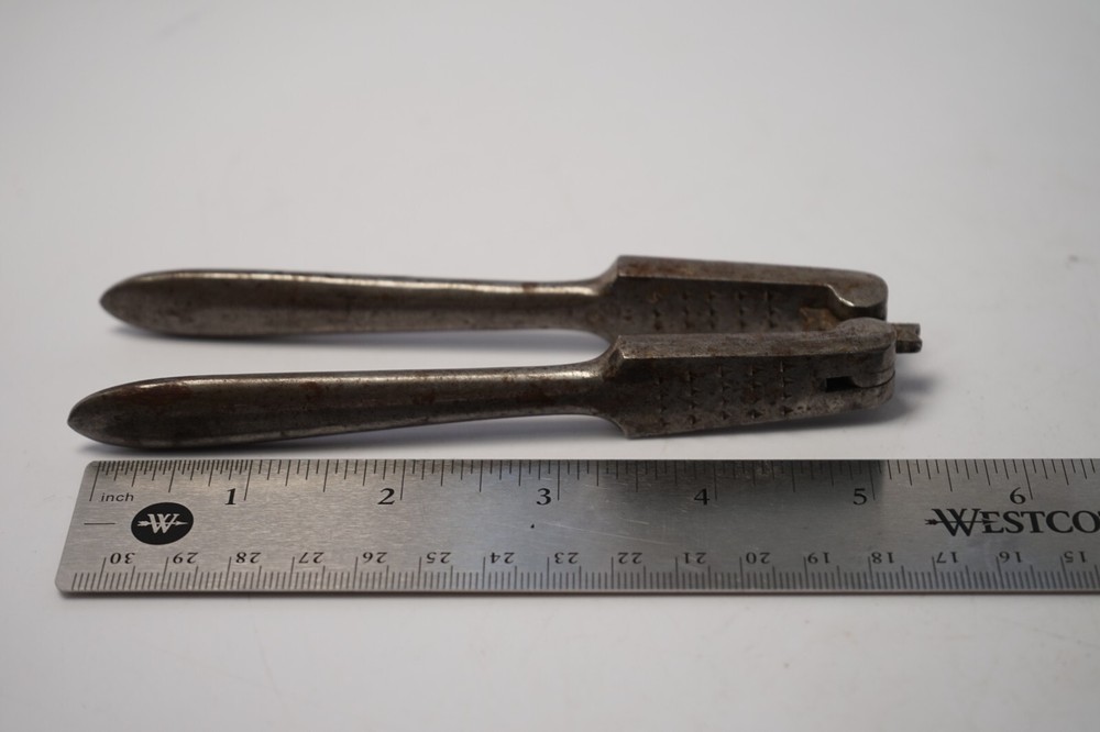 Vintage 5 1/2" Solid Cast Metal Hand Held Nutcracker Heavy Duty Retro Kitchen