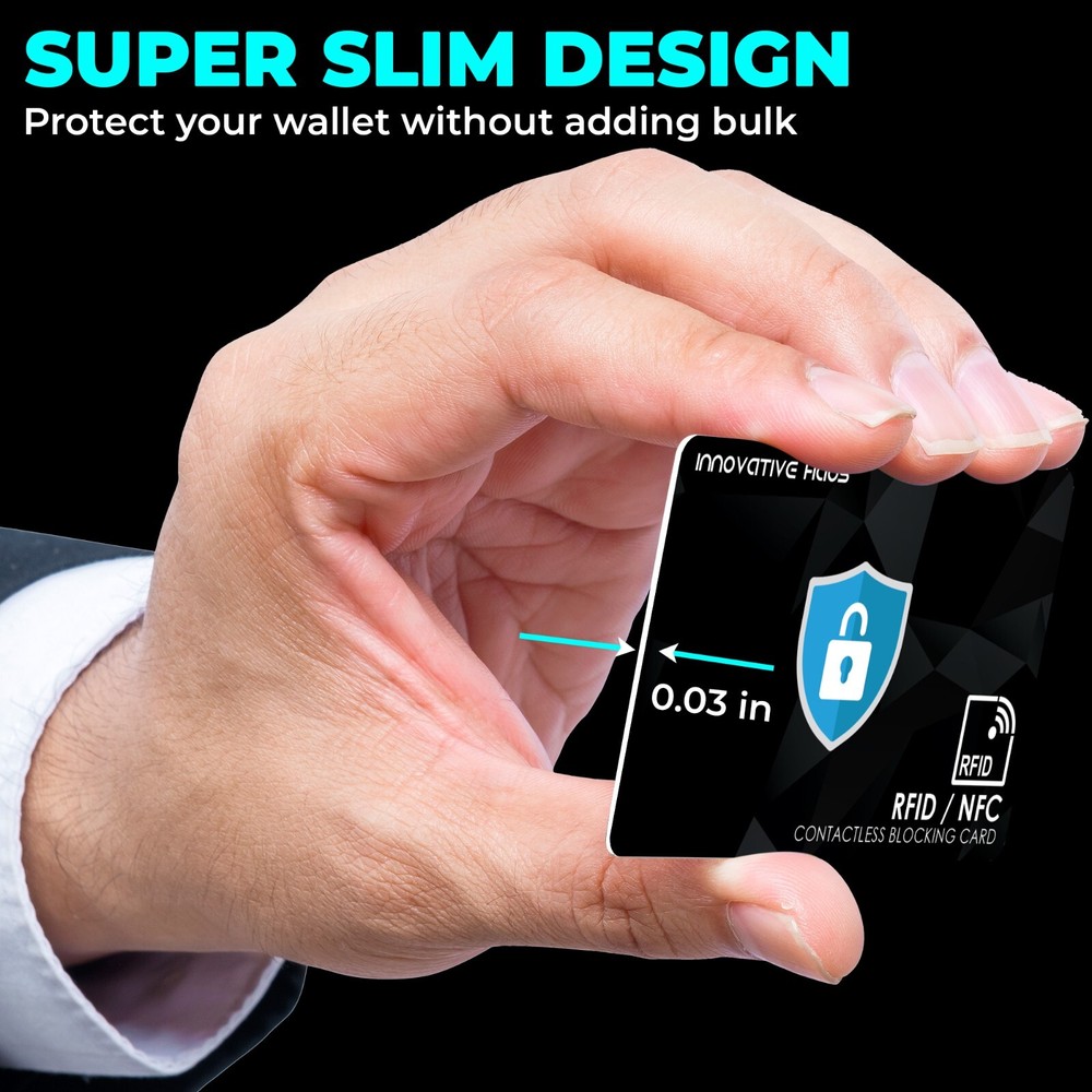 RFID Blocking Card - Slim RFID Card Blocker - NFC Contactless Card Protector 2pk
