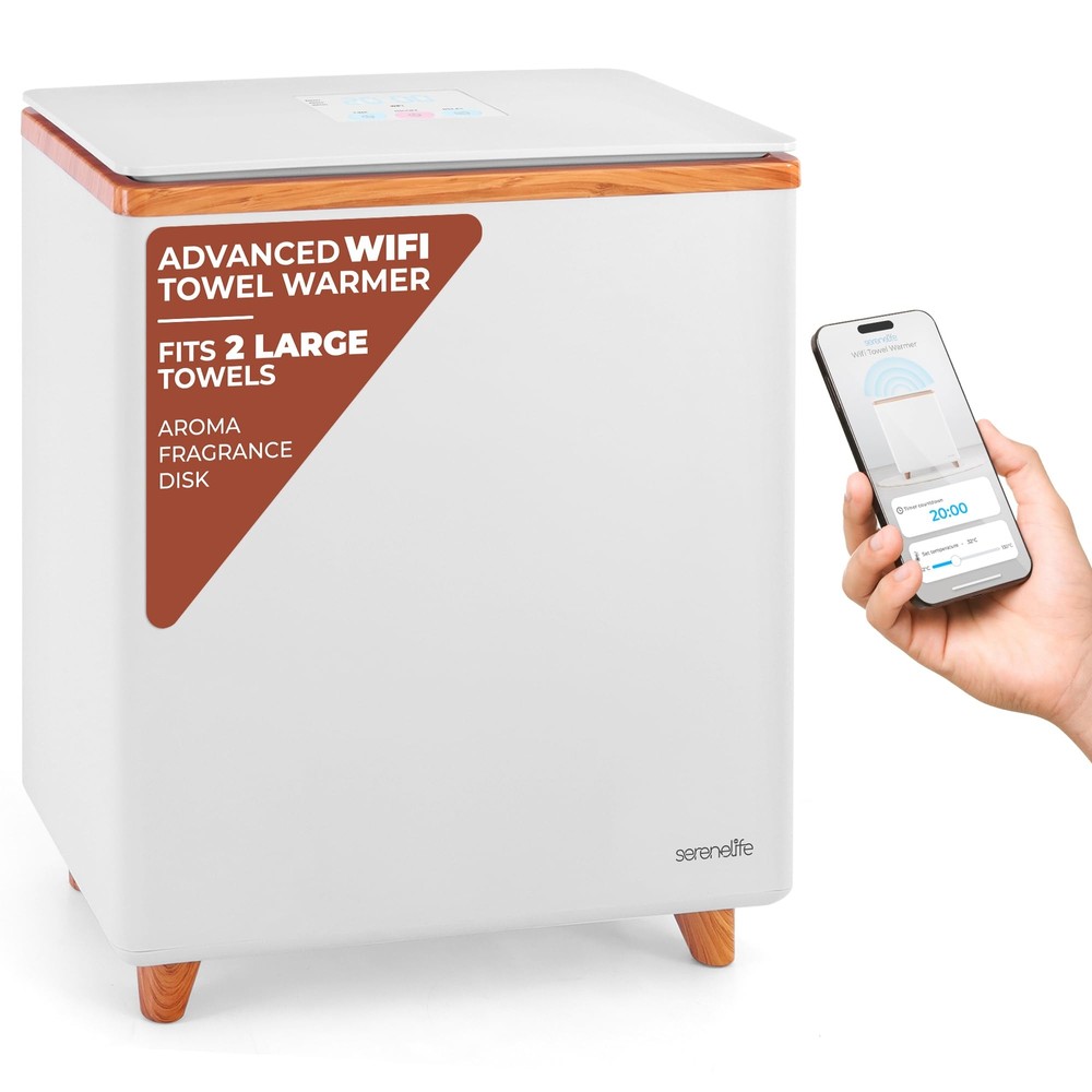 SereneLife SLTLR460W Rectangular Towel & Blanket Warmer w/ WiFi (Natural)