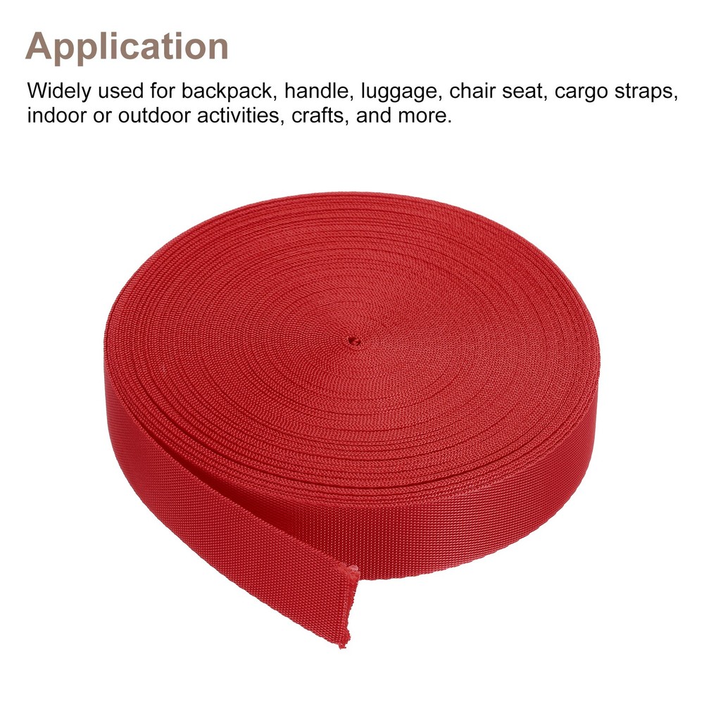Flat Nylon Webbing Strap 1 Inch 10 Yards Red for Backpack, Luggage-rack