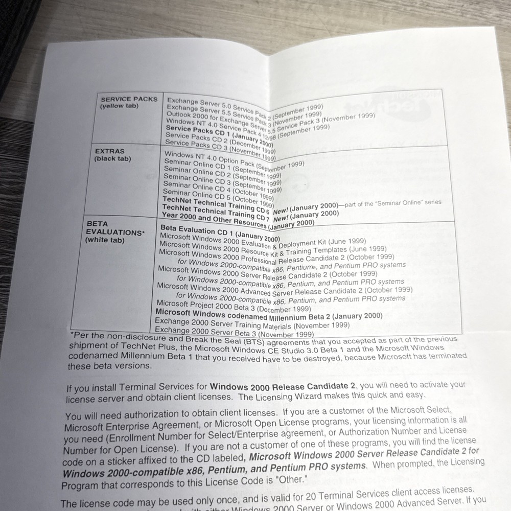 Microsoft TechNet Plus CD Subscription Binder 92 discs 1999-2000 Compete Sets