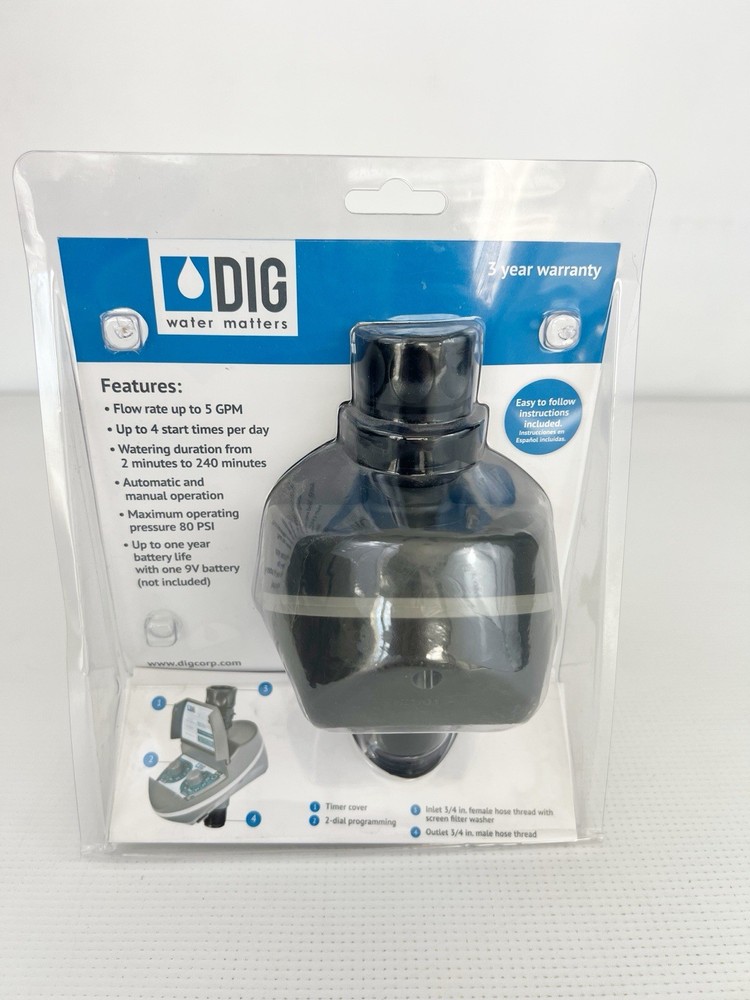 DIG 2 Dial Hose End Timer Programmable Battery Operated B092A For Drip/Sprinkler