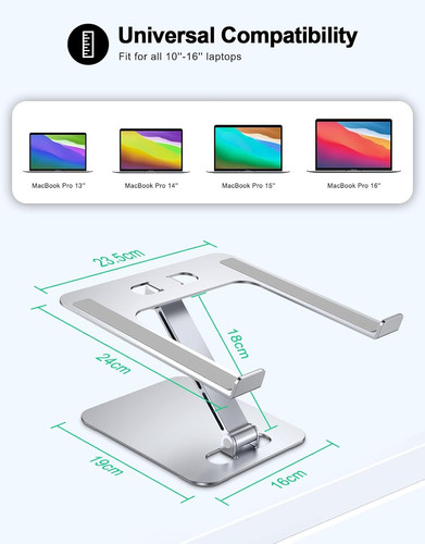 Foldable Laptop Stand, Height Adjustable Ergonomic Computer Stand for Silver