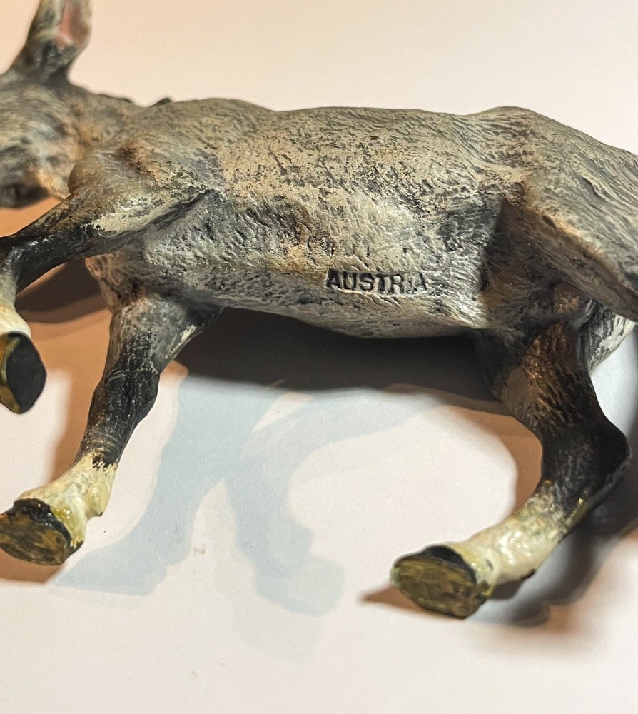 Rare Cold Painted Austrian Vienna Bronze Donkey