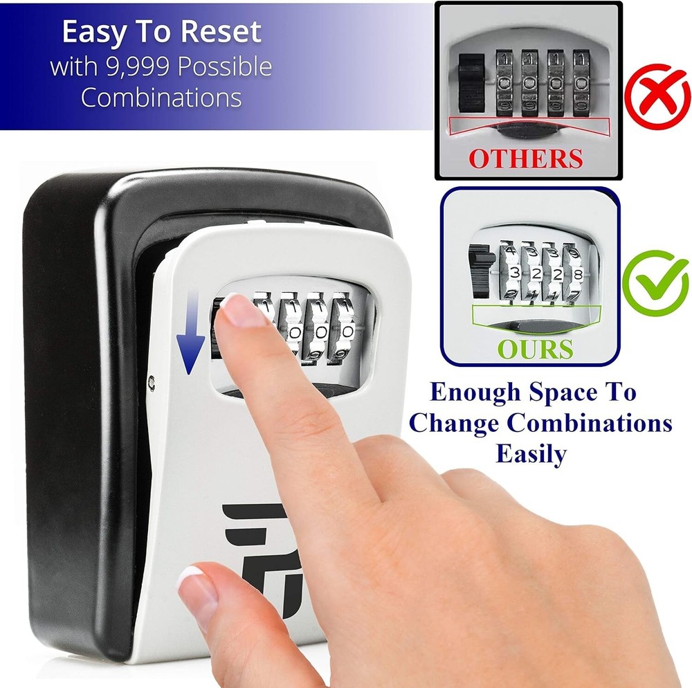 Heavy-Duty Wall Lockbox for Keys - 4-Digit Code, Rust-Resistant Outdoor Storage