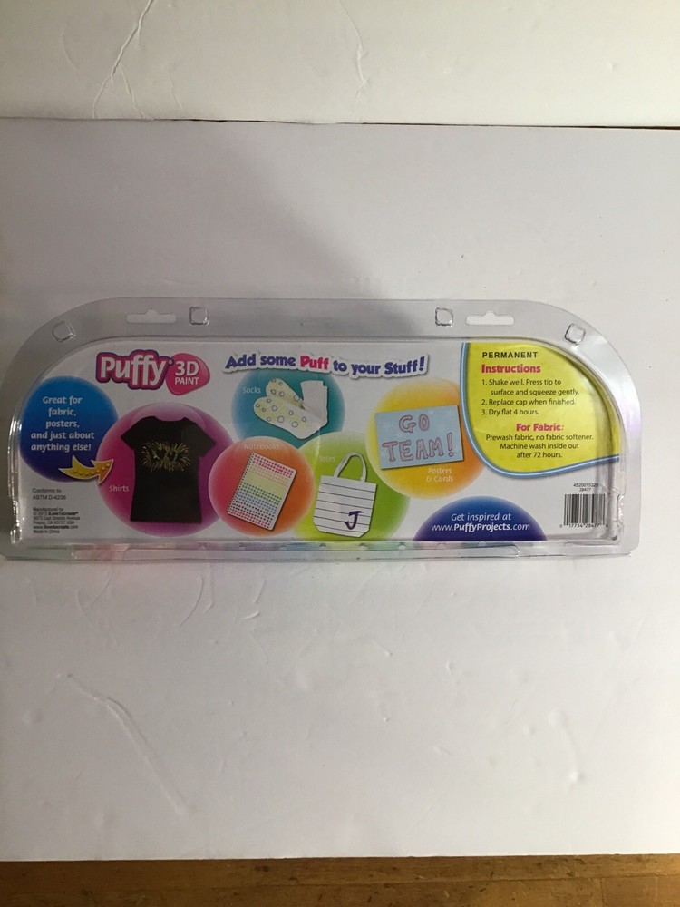 Neon Puffy 3D Paint, 12 Count - Works On Almost Everything with Precision Tips