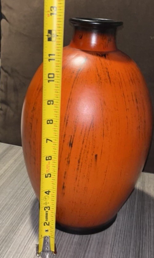Vase Orange Ceramic Decorator Vase With Brown and black