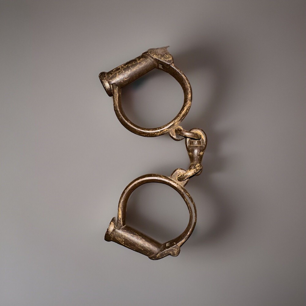 Vintage Pair Wrought Iron Handcuffs