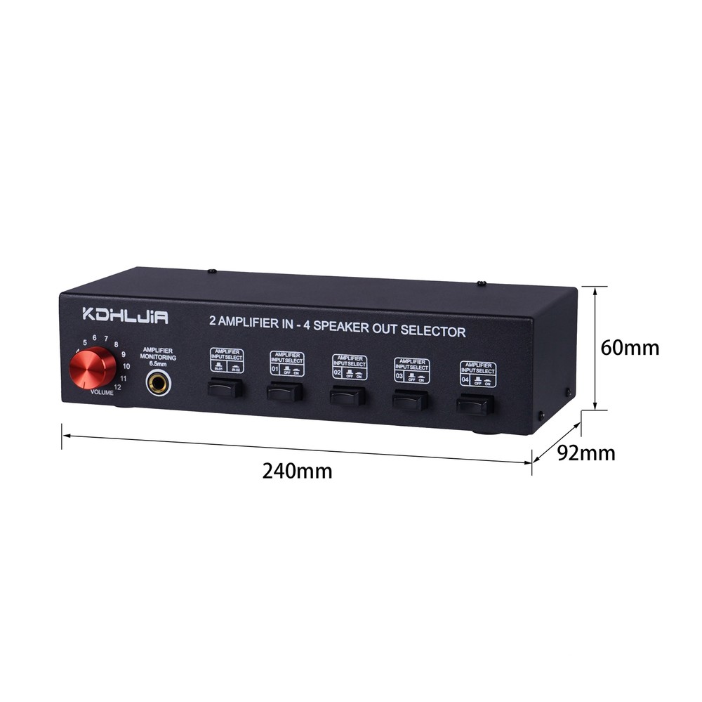 Amplifier Speaker Splitter Stereo Audio Switcher Box Selector 2IN-4OUT Passive