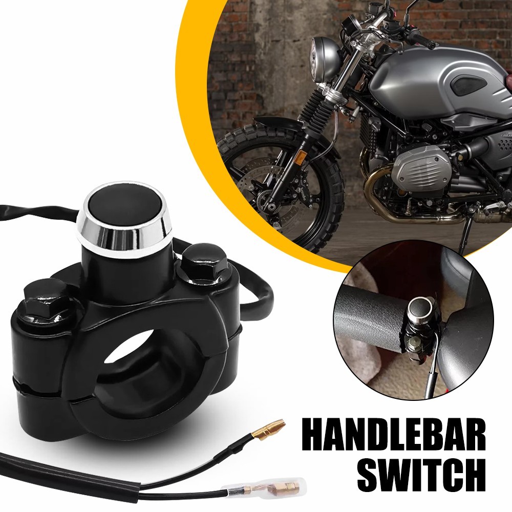 Motorcycle Switch Horn Handlebar Mount Push Button Momentary Start Universal EXV