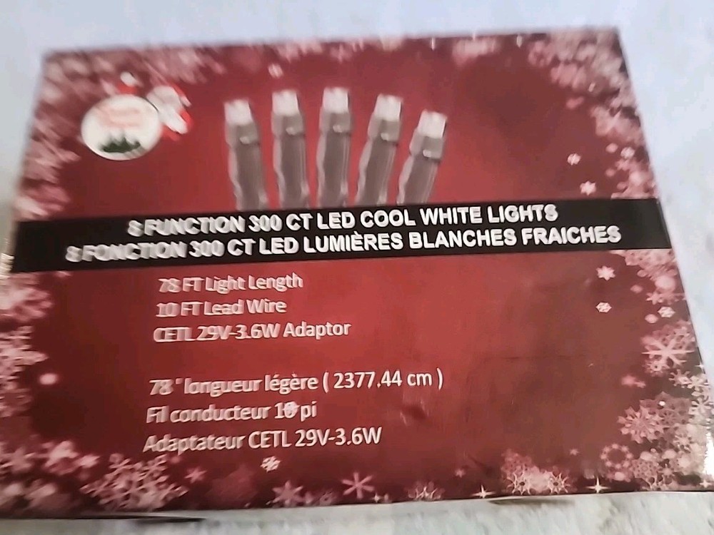 Santa's Forest 8 Function 300CT LED Cool White Lights 78' All Functions Tested