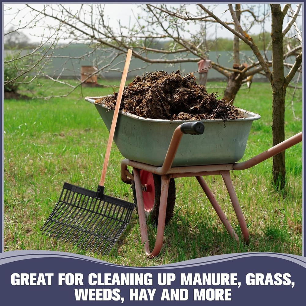 Efficient Slanted Pitchfork Replacement Heads - Quick Cleanup for Farmers