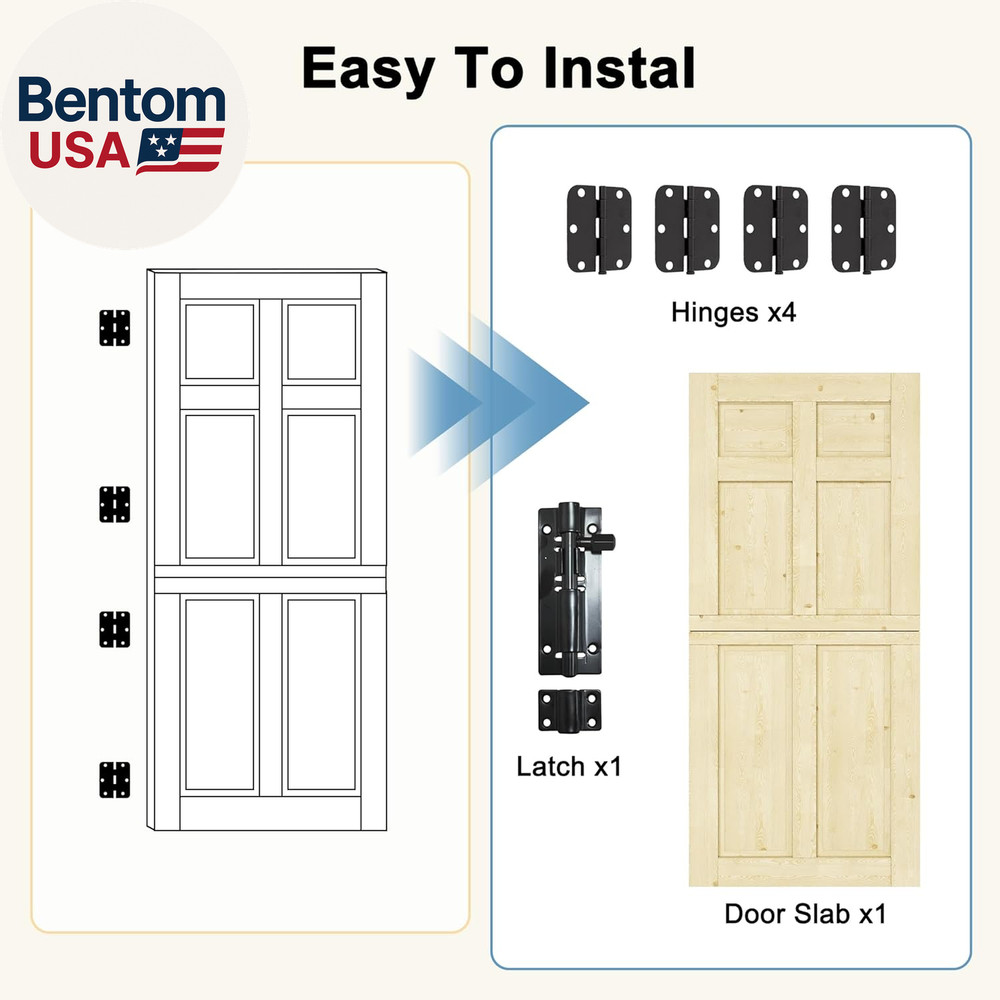 Exterior Dutch Doors (Front/Back), 30"X80" - 1.75" Thick Solid Pine Wood Interio