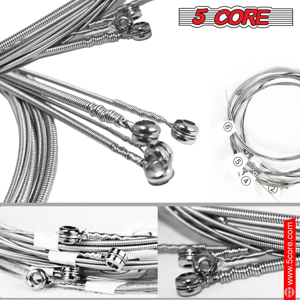 5 Core Bass Guitar Strings Extra Light Gauge Bright & Powerful Tone 6 String Set