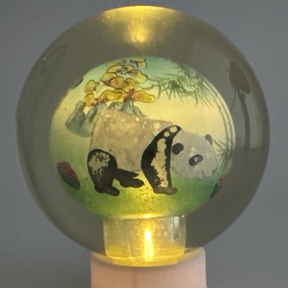 Chinese Hand painted Inside Reverse Art Panda Glass Globe
