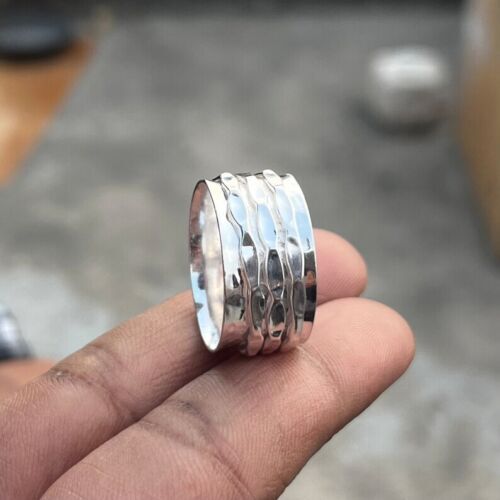 Solid 925 Sterling Silver Band & Statement Spinner Ring Handmade Ring All Size