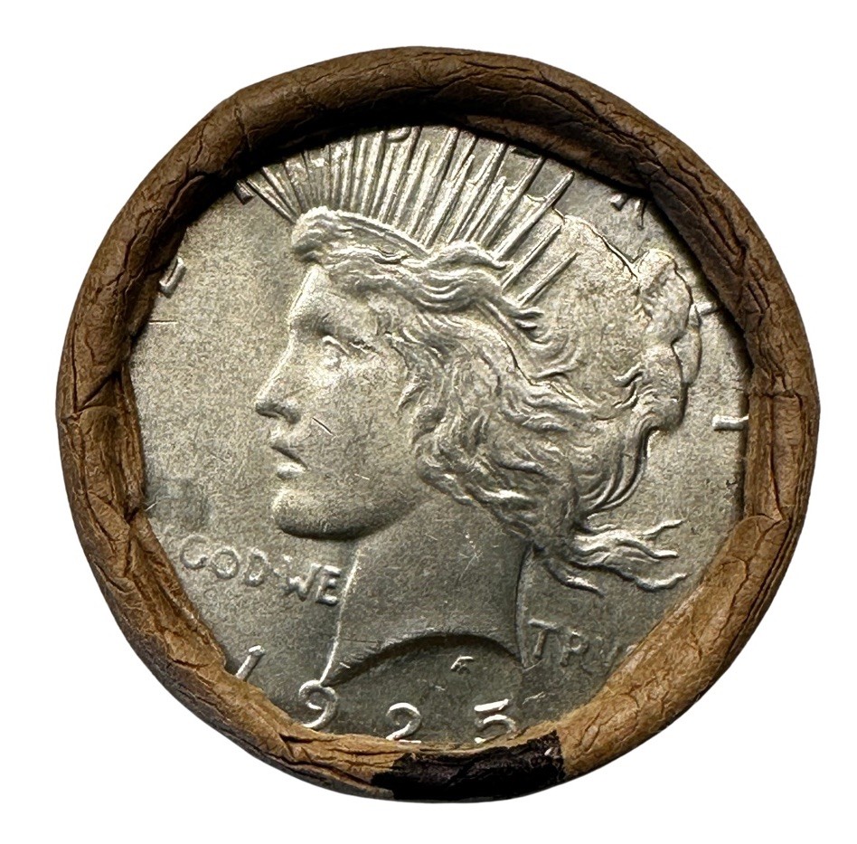 peace dollar roll. 1923 & 1925 ends. Bu. Uncirculated. $10 half roll
