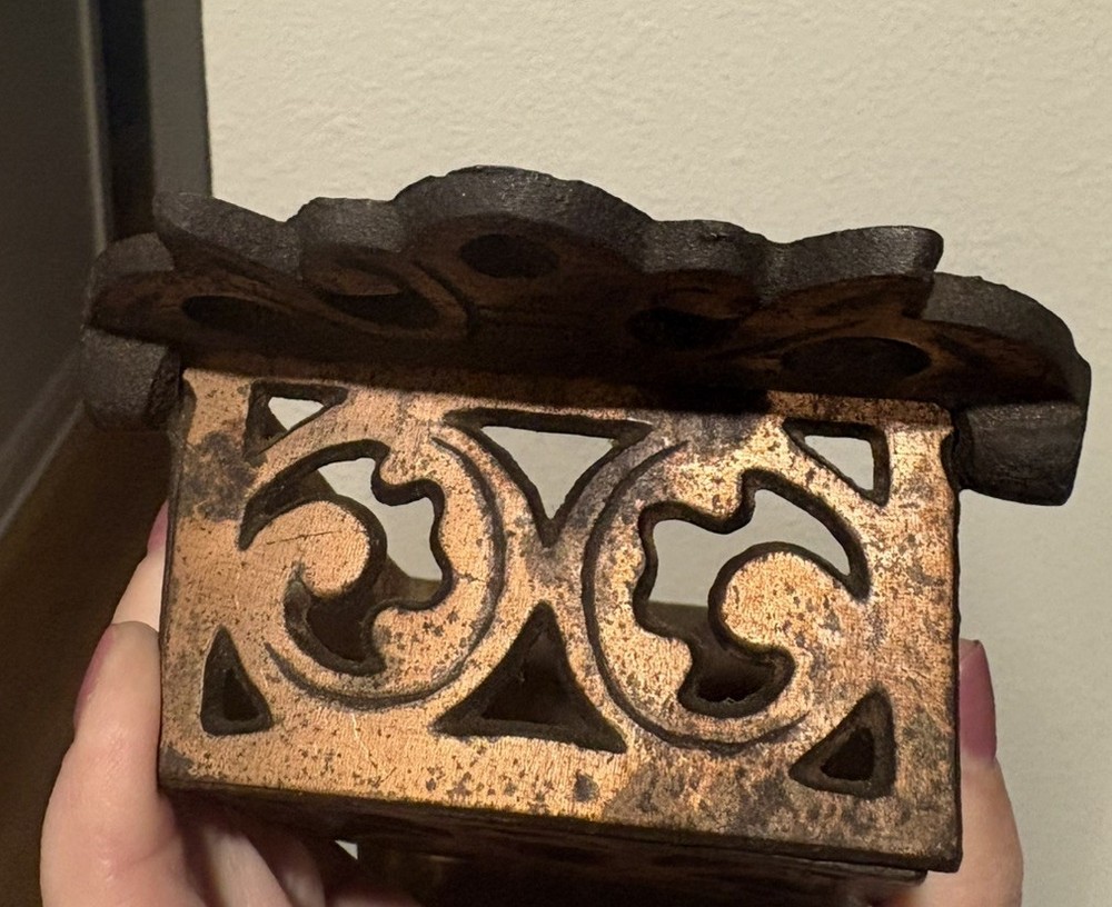 Vintage Cast Iron Match Holder Wall Mount- Flip Top