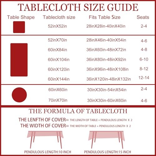 Christmas Tablecloth 60x84 Inches for 84" x 60" (Rectangular) Red and Black