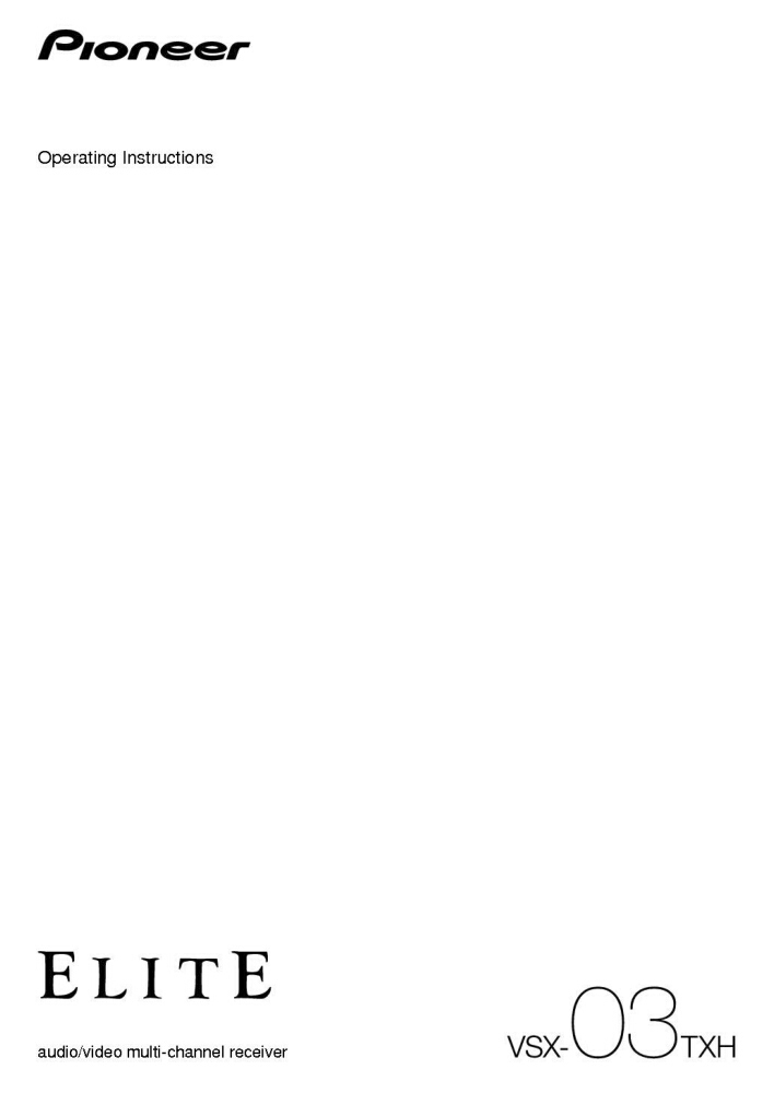 Pioneer VSX-03TXH Receiver Owners Manual