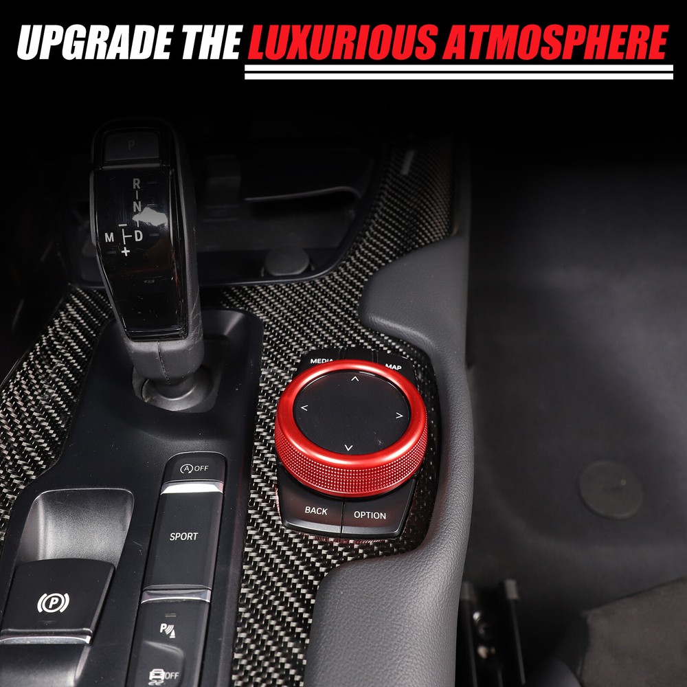 Red Knob Cover Ring Button Multimedia Controller For BMW 5 7 Series X3 X4