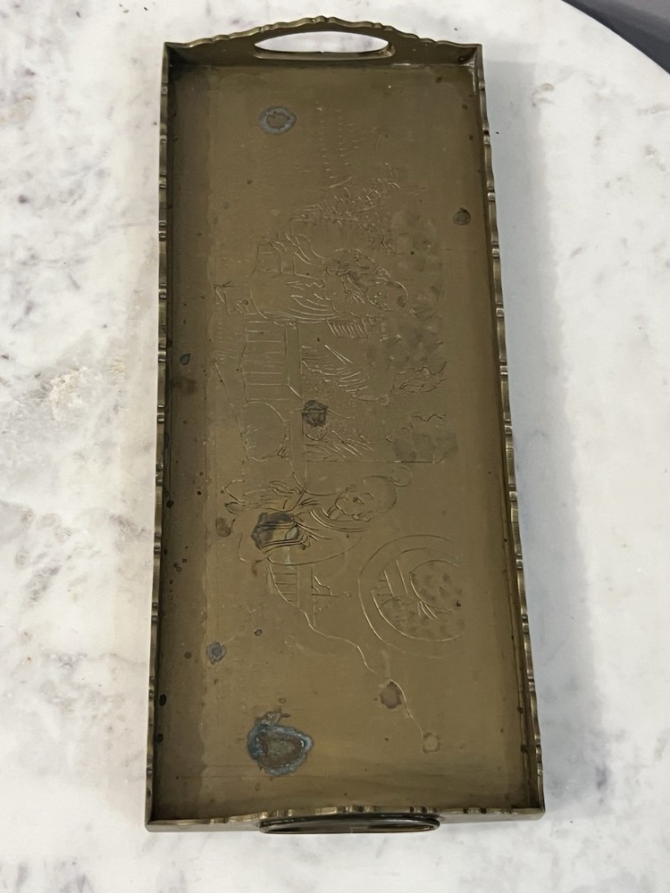 old etched brass tray 5*12”