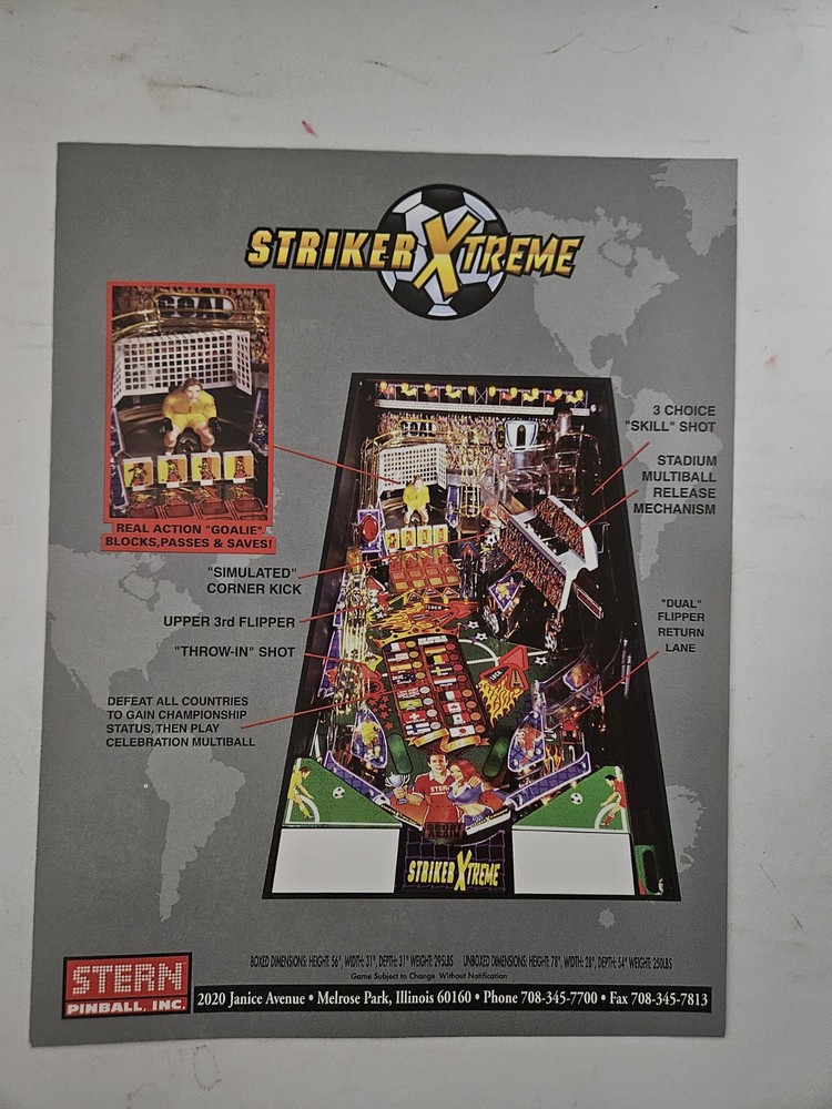 Striker Xtreme Pinball Machine Ad Original