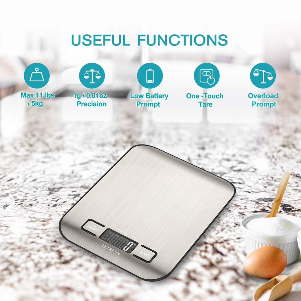High Precision Kitchen Scale - Tare Function & Slim Design, 304 Stainless Steel