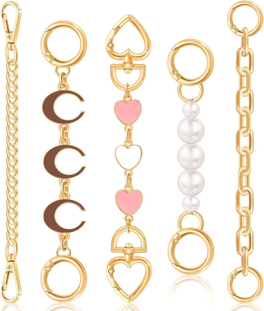 5Pcs Bag Extender Chain (Stylish Multishapes) Purse Extender Chains Bag Strap Ex