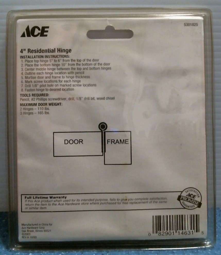ACE 4" Hinge, Residential (5301825) FS