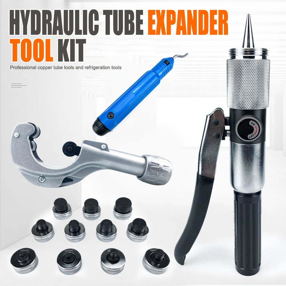 Hydraulic Tube Expander Tool Kit with Pipe Expander Heads Deburring Tool Pipe