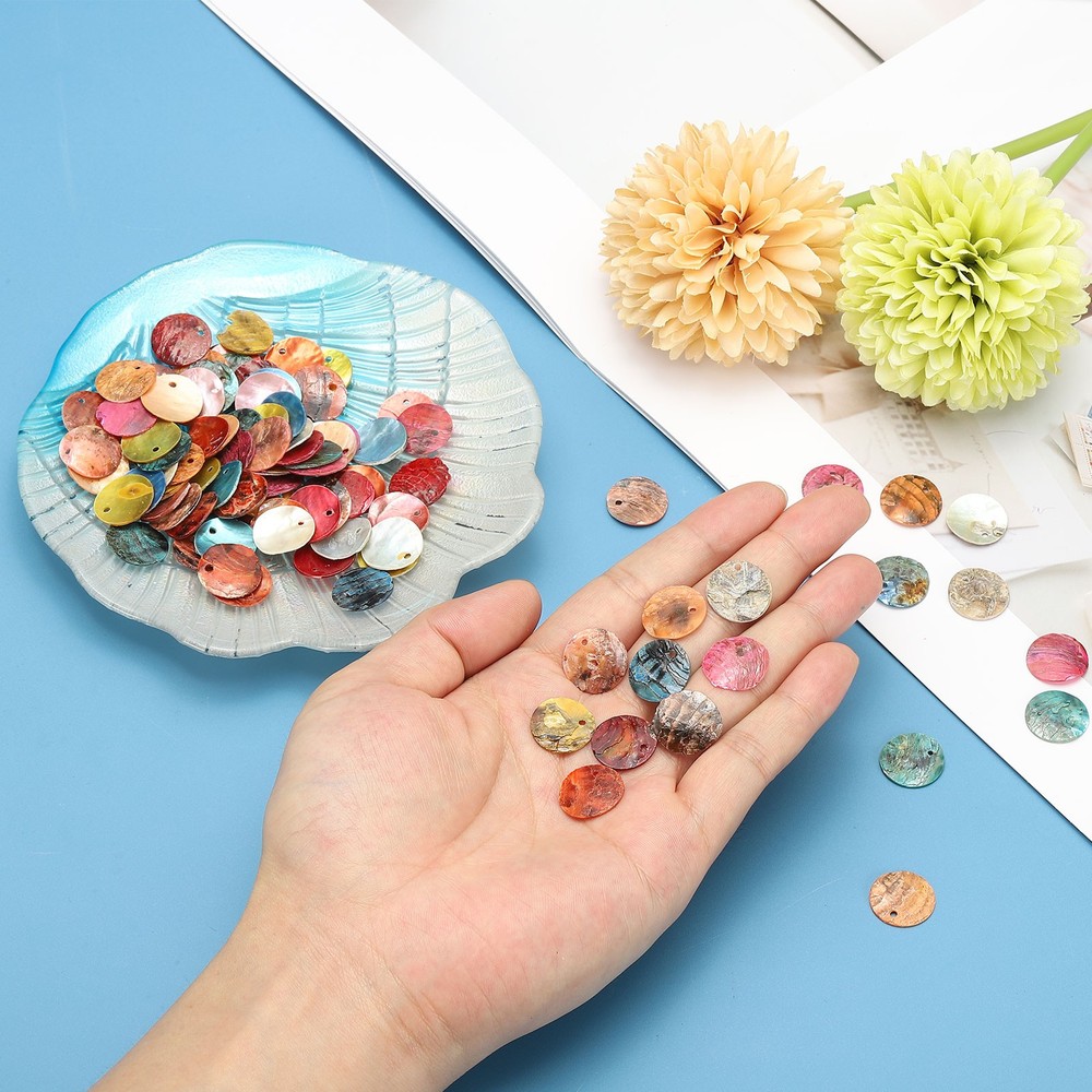 120Pcs Round Natural Capiz Shells 1.5cm/0.6" Orange