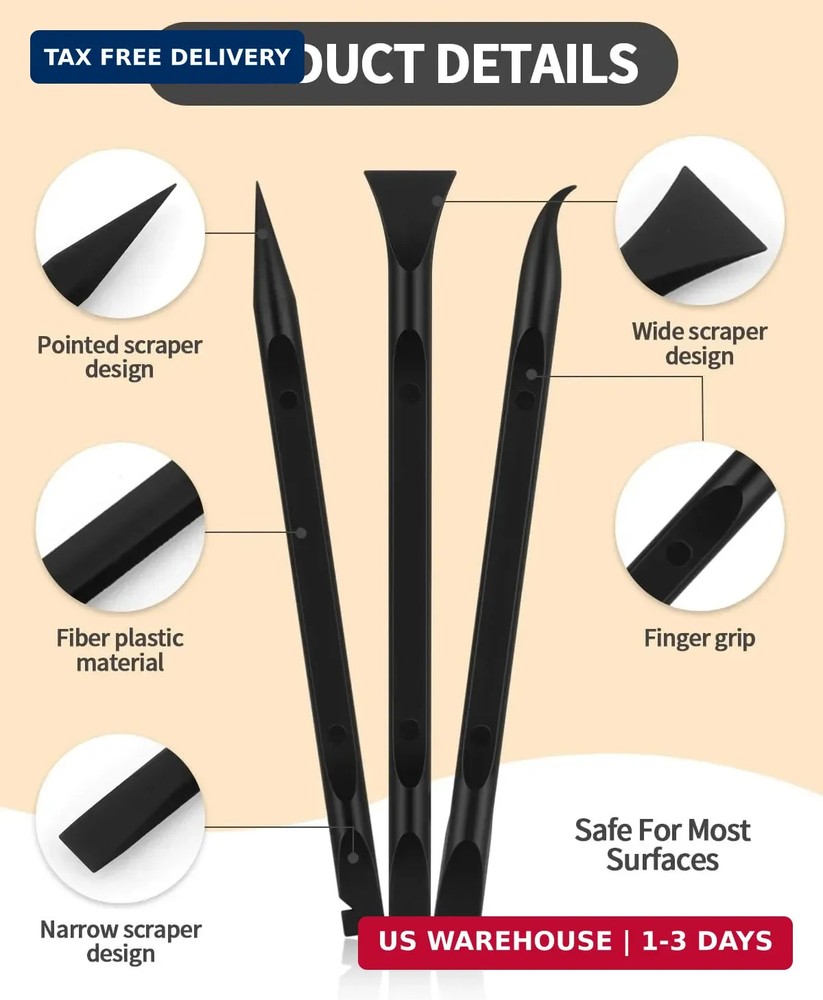 12 PCS Carbon Fiber Plastic Scrapers Tool, Non-Scratch Scraper Tool for Tight Sp